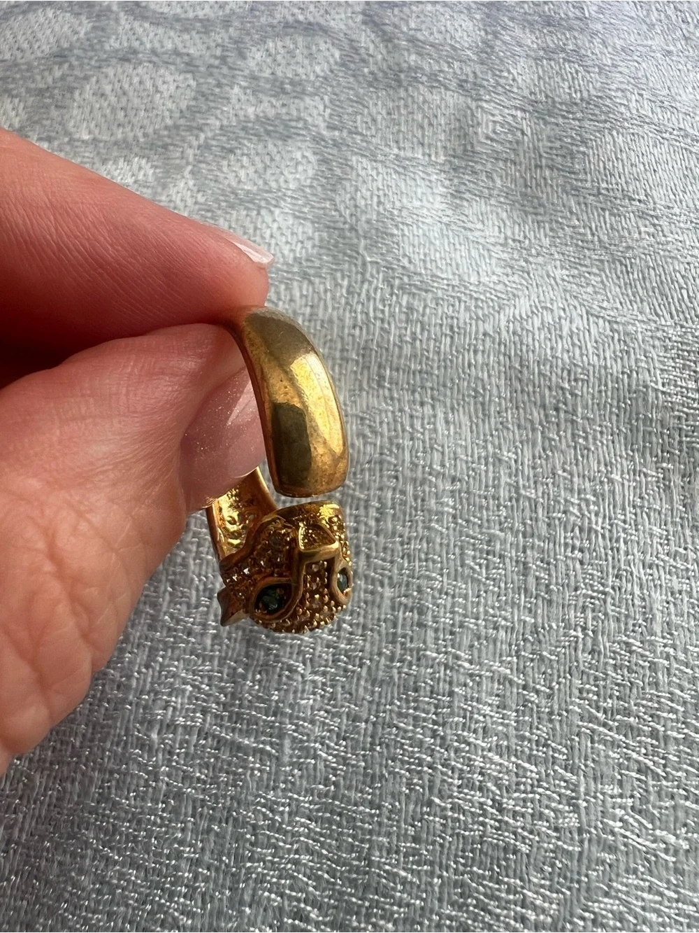 Gold Panther Head Cufflinks and Ring Set - Men's Accessory